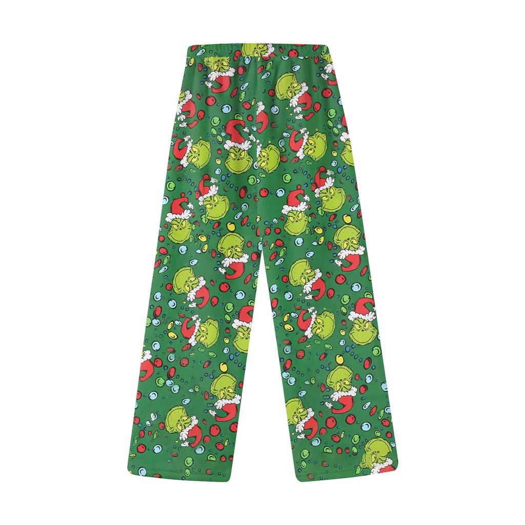 Женские зимние брюки, длинные брюки, фланелевые брюки с рождественским принтом