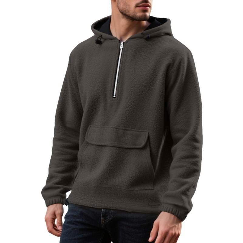 Fashionable Hoodie Patch Pocket Zipper Half-open Thickened Shirt Hooded Loose Sweatshirt