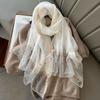 90x90cm Luxury Silk Scarf Pearl Beach Shawl Women Pearl Scarf