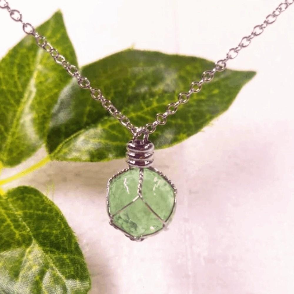 Green Blue Luminous Glass Necklace Hand Woven Round Luminous Pendant Photo Props