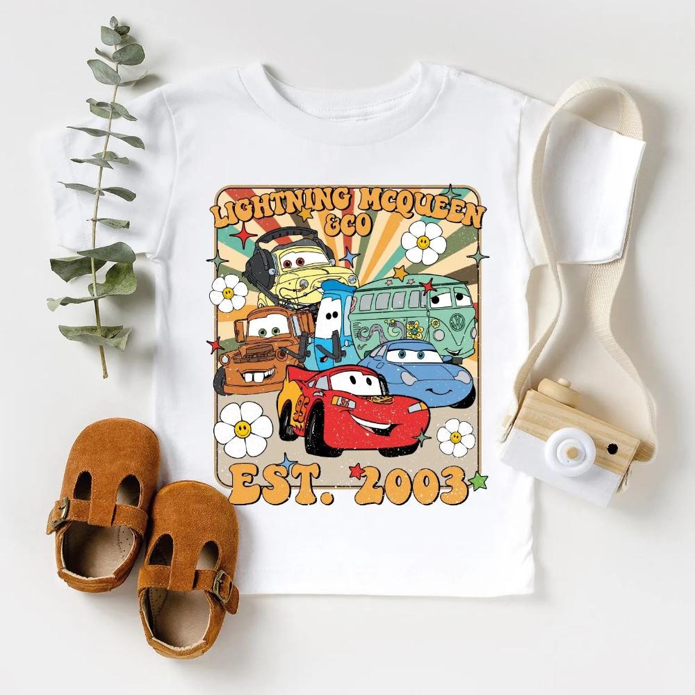 2026 New New Car Trendy Fashion Lightning McQueen Print Womens TShirt Easy Fashion Plus Size Short Sleeve