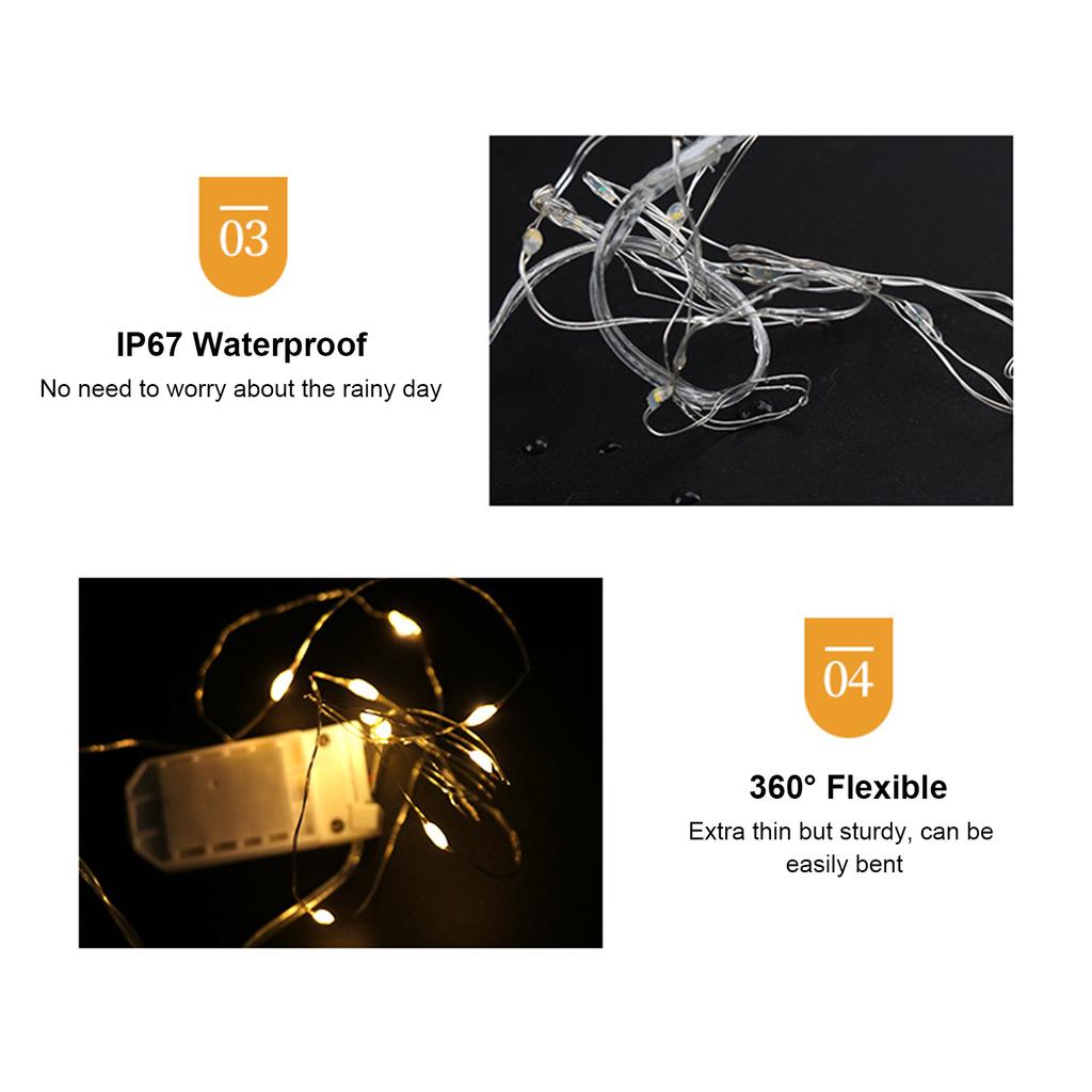 Светодиодные гирлянды, серебристая гирлянда из медной проволоки с батарейным блоком для подарочной коробки, свадебный центральный элемент