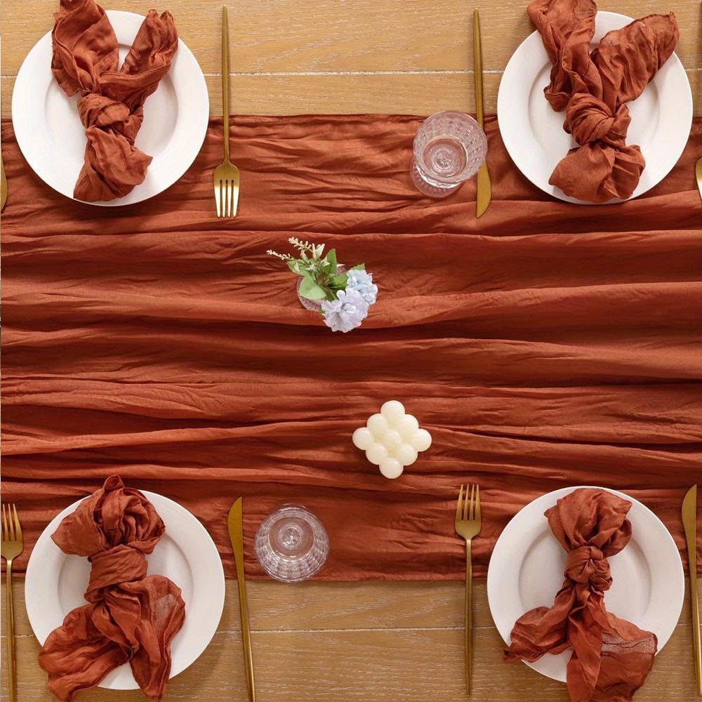 Набор из 7 шт. Скатерть-дорожка и салфетки из марли в стиле Бохо, деревенский мятый декор для свадьбы, дня рождения, вечеринки, ужина