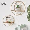 Metal Wooden Storage Rack Wall Hanging Book Figurines Pot Display Shelf