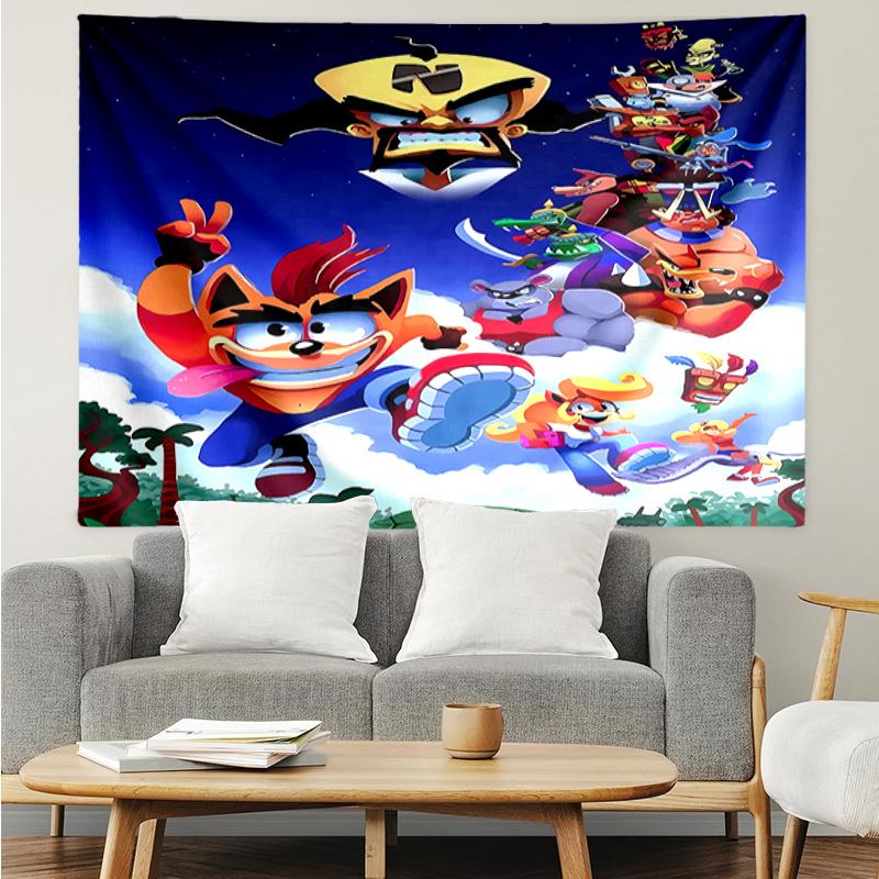 Crash Bandicoot Tapestry for Bedroom Aesthetic Classroom Tapestries Wall Hanging for Living Room Dorm Office,Ideal Creative Gift
