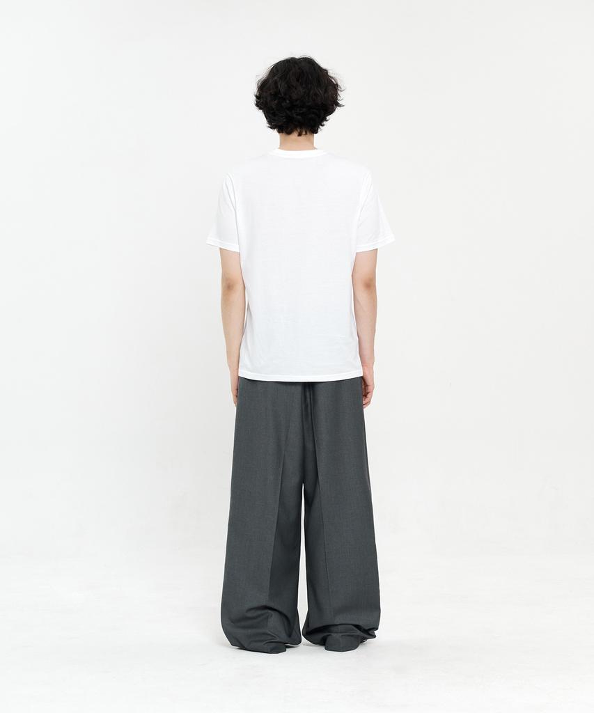 SIGNATURE Single-Pleat Wide Slacks [Gray]