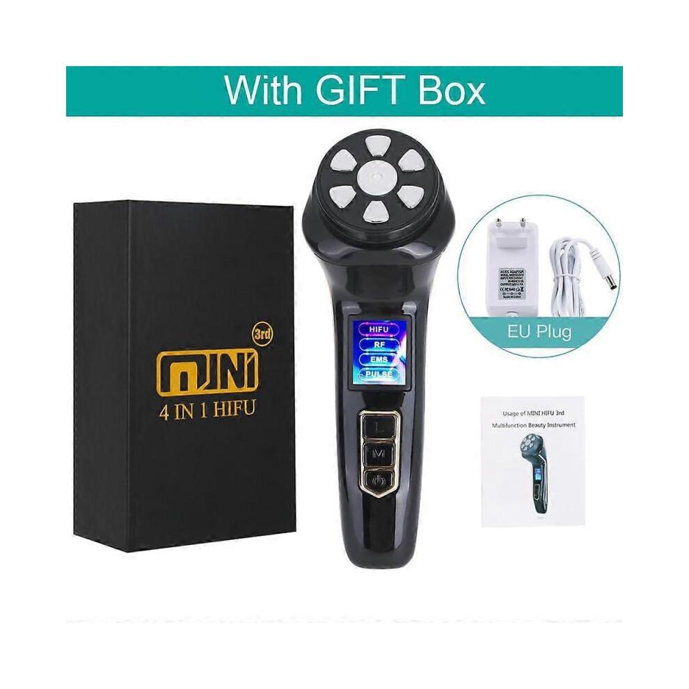 (EU Plug) NEW 4 in 1 Mini HiFu Ultrasound RF EMS MFIP Pulse Facial Lifting Skin Tightening Anti Wrinkle Massager SPA Beauty Device