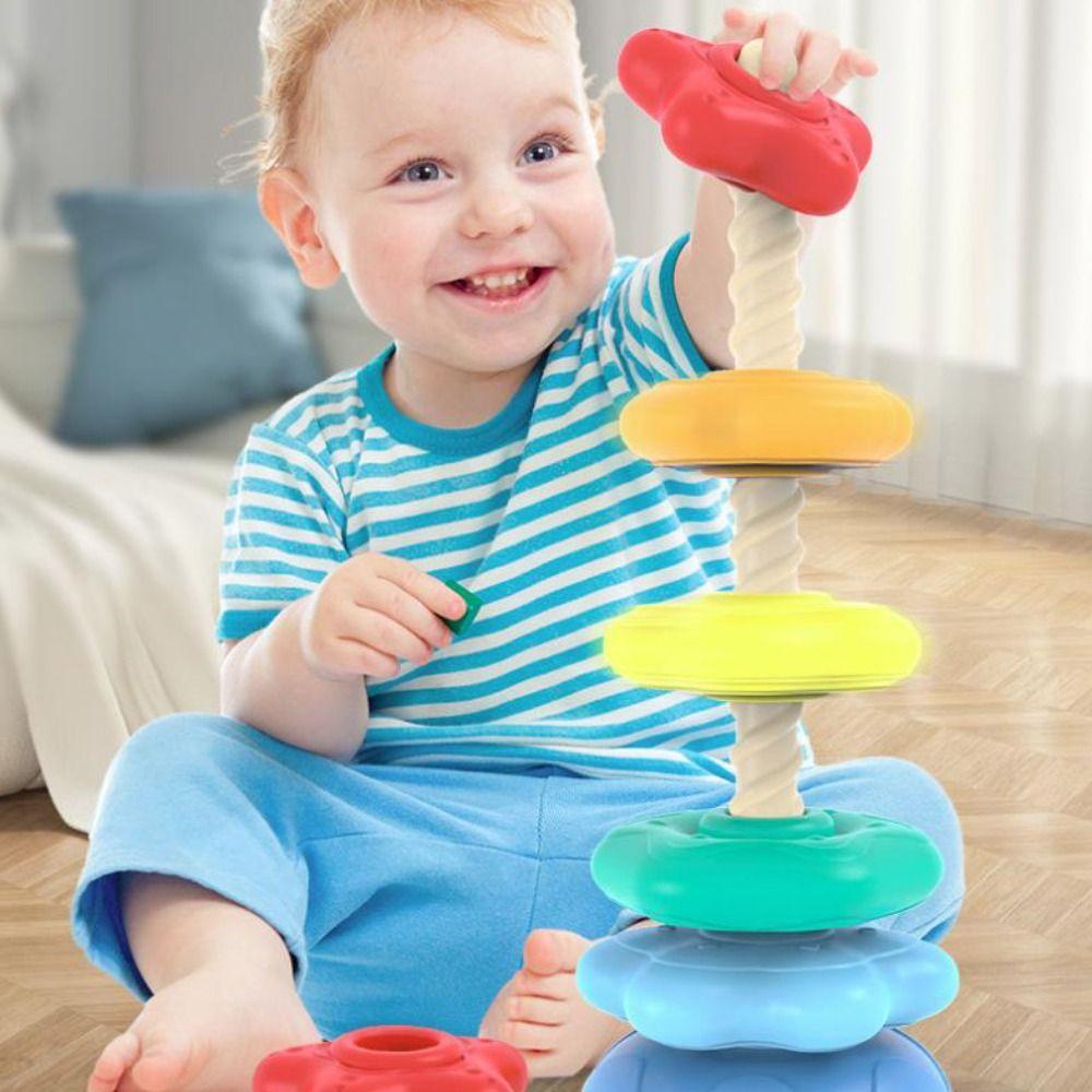 Irregular Square Rainbow Stacker Baby Toy Montessori Toy Stacking Rainbow Tower Kids