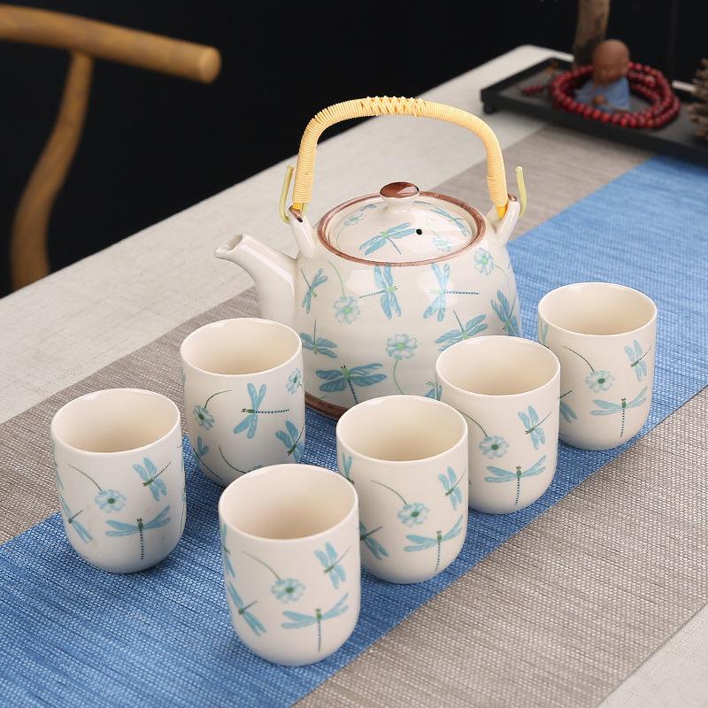 1 Pot 6 Cups Creative CeramicTea Set Handmade TeaPot Cup Chinese Porcelain Gift GungFu Floral Tea Teaware Office Travel Teaware
