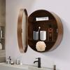 50cm Round Bathroom Mirror Cabinet W/ Storage, Flip Open Door, 3-Tier Interior, Wall Mount Modern Vanity Organizer for Bathroom
