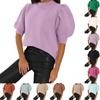 Women's Puff Short Sleeve Knit Sweaters Tops Casual Pullover Shirts