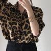 Women's Korean Chic Retro Leopard Print Long-Sleeve Lapel Shirt - Versatile, Loose, Casual Autumn Top