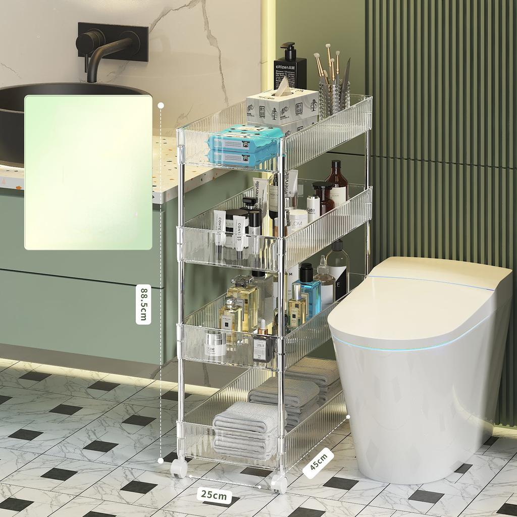 2/3/4-слойный держатель с зазором, кухонная полка для хранения, боковая полка для холодильника, съемная с колесиками, органайзер для ванной комнаты, компактная полка