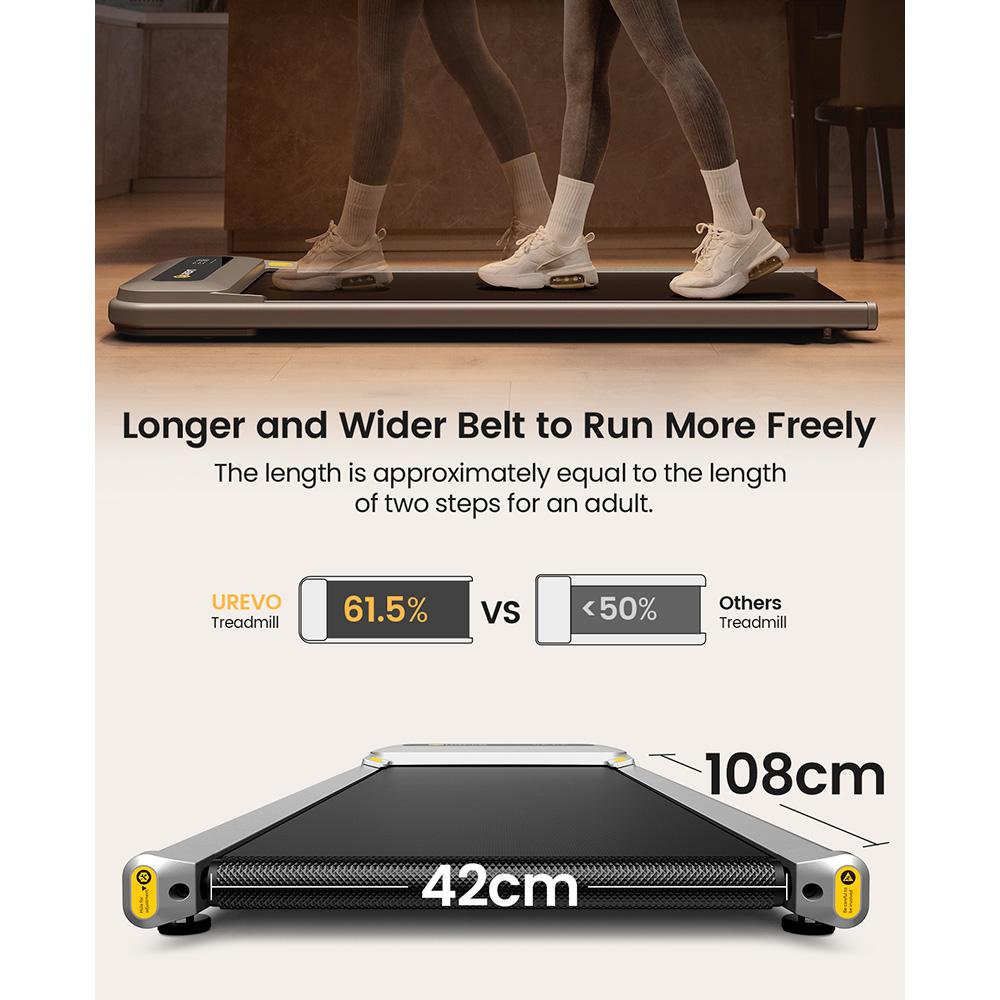 Беговая дорожка для ходьбы под столом Urevo U1, рабочая зона 42x125 см, двигатель 2,25 л.с., максимальная нагрузка 120 кг, светодиодный дисплей, для дома