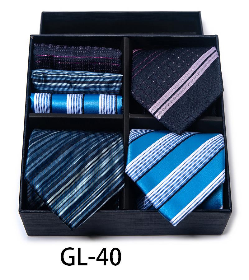 Men'S Gift Box Set Tie Fashion Business Net Color Jacquard Tie Square Scarf