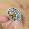 Natural Tiger'S Eye Gemstone Promise Adjustable Ring 925 Sterling Silver Jewelry