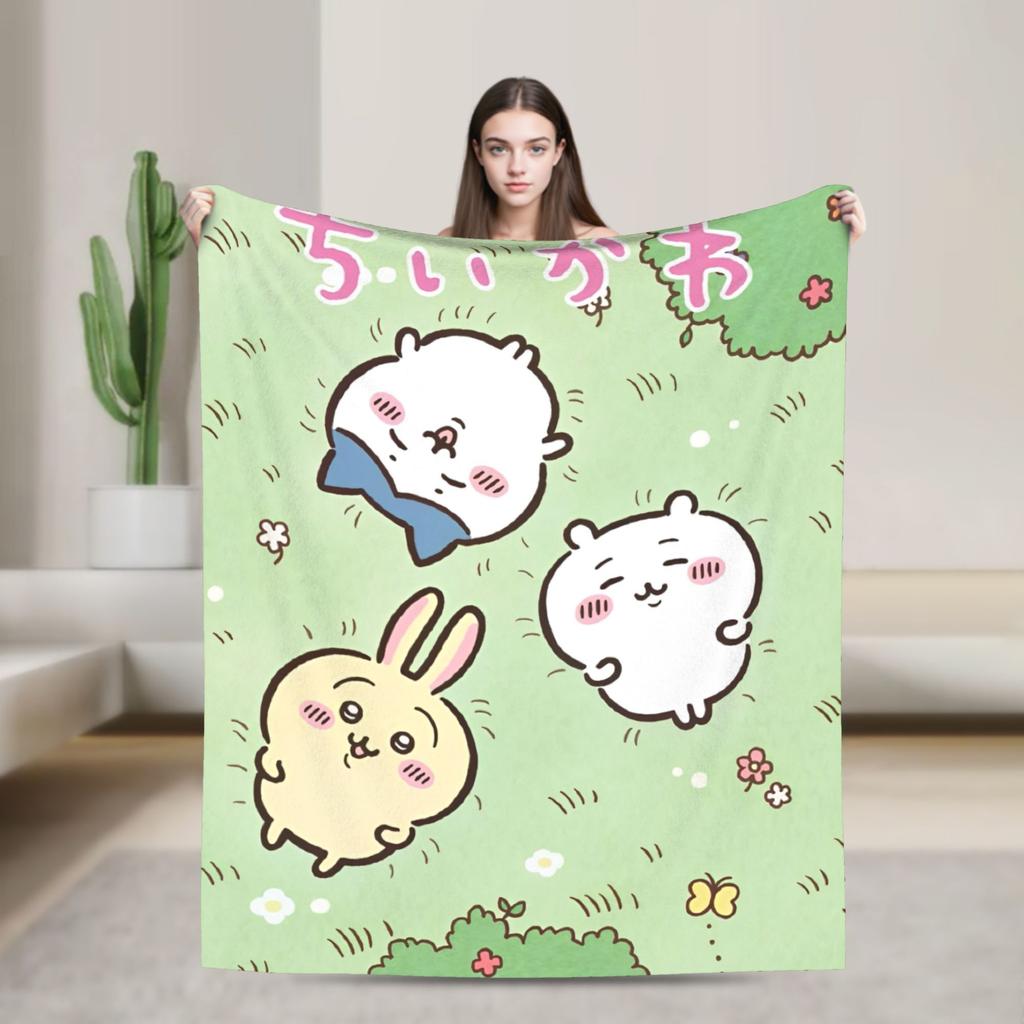 Милый Момонга C-Чиикава Мультяшный Фланелевый Плед с Принтом Многофункциональный Ультрамягкий Плед для Дома Спальни Коврик Кусок