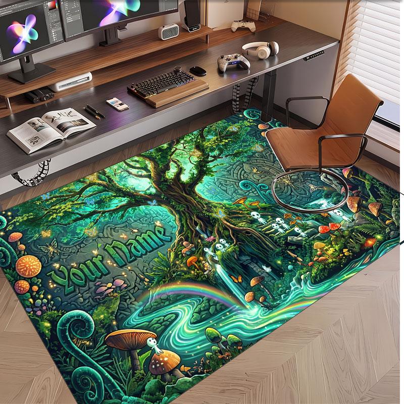 Sunset Landscape Theme Soft Crystal Velvet Rug Custom Name & Text Print Non Slip Floor Rug for Bedroom Living Room