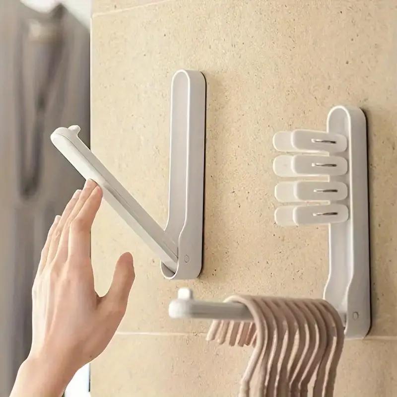 Multi-Function Home Accessories Foldable Clothes Hanger Drying Rack No Punching Required Suit Bathroom Door Plastic Organizer Storage