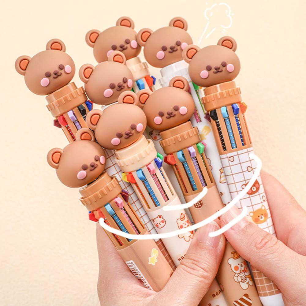 Office Supplies Stationery Student Writing Pens Cartoon Bear Ballpoint Pen Ten Color Ball Pen