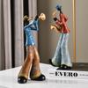 Classic Melody-Playing Sculpture Ornament Nostalgic Trumpet Player Figurine for Home Decor for Shelf Cabinet Desktop Table In Home Office Hotel Bar