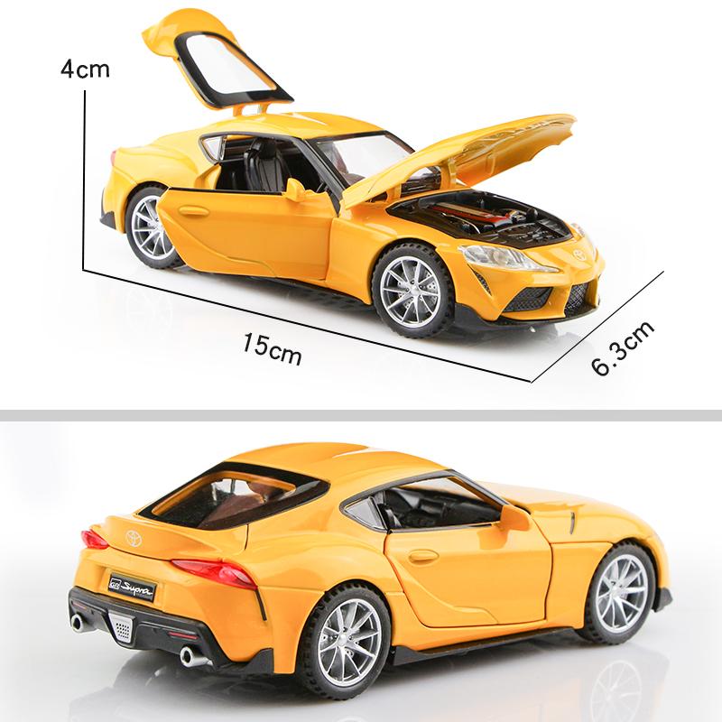 JDM Toyota GR Supra Supercar Simulation Diecast & Toy Vehicle Sounds & Light Pull Back Car 1:32 Alloy Collection Model Gifts For Children
