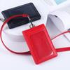 Vertical ID Tag Badge Holder PU Leather Magnetic Flip Chest Card Bag Student