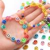 500Pcs Round Shape Acrylic Beads Spaced Smile Beads For Jewelry Making Craft Accessories