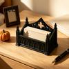 Artistic Desktop Decoration Gothic Dark Business Card Holder, 3D Printed Minimalist Desk Box Stand, Black Organizer for Office Home Style Display