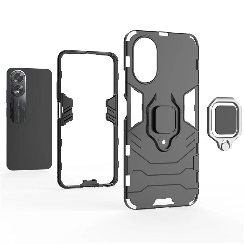 Для OPPO A1 A98 F23 5G задняя крышка телефона чехол противоударный броня против падения металлический держатель кольца магнитный защитный чехол Funda Coque
