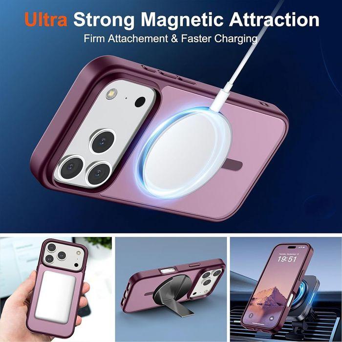 Coque de protection - BOOLING - iPhone 17 Pro Max - Antichoc - Anneau Magnétique - Bordeaux