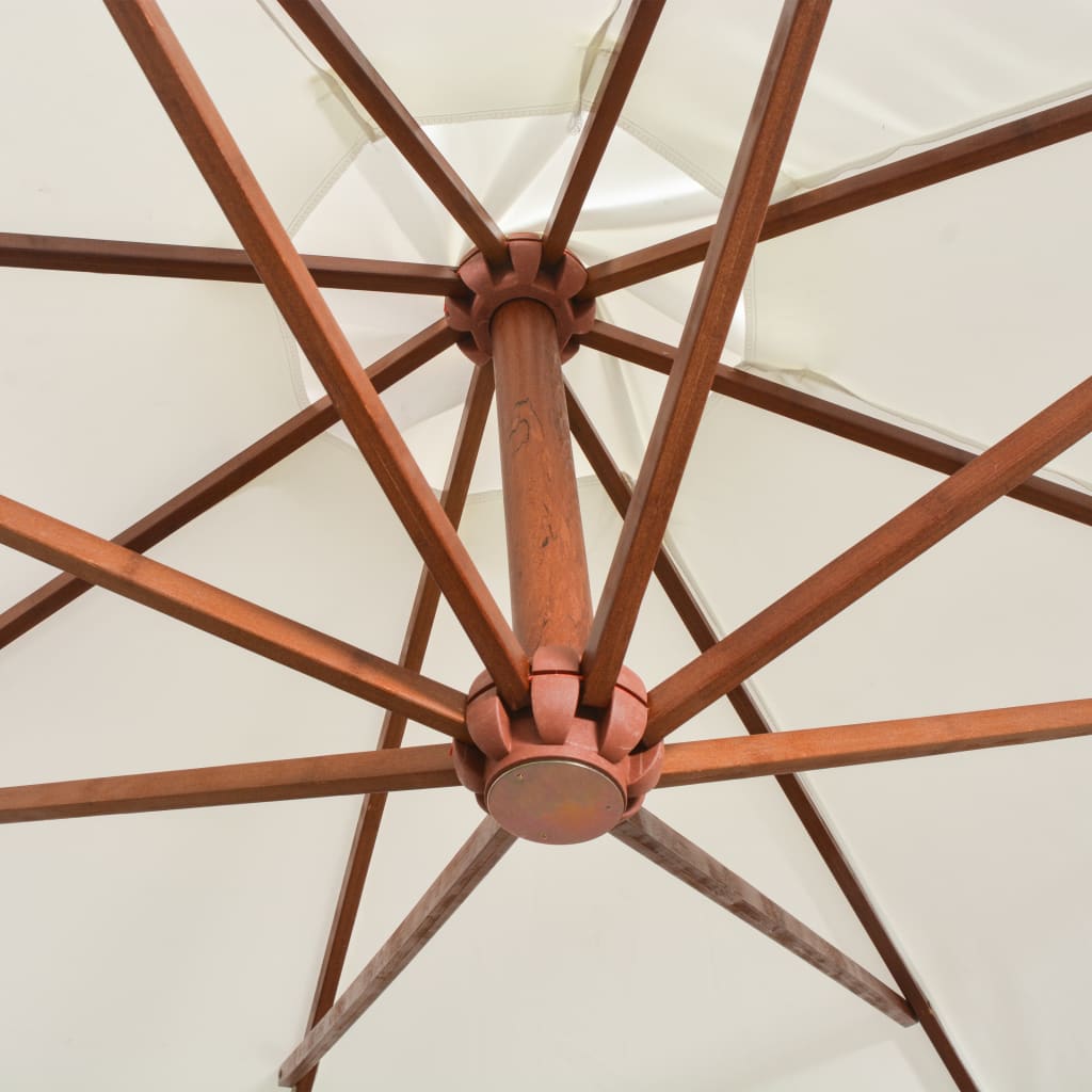 Cantilever Umbrella 350 cm Wooden Mast White