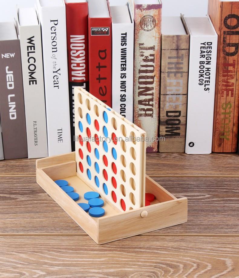 Board Game for Kids and Family for Fun Four in a Row Wooden Game Line up 4 Classic Family Toy