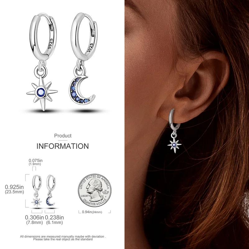 2024 New Earring for Women 925 Silver Sparkling Star Butterfly Heart Tassels Feather Hoop Earrings Engagement Wedding Jewelry