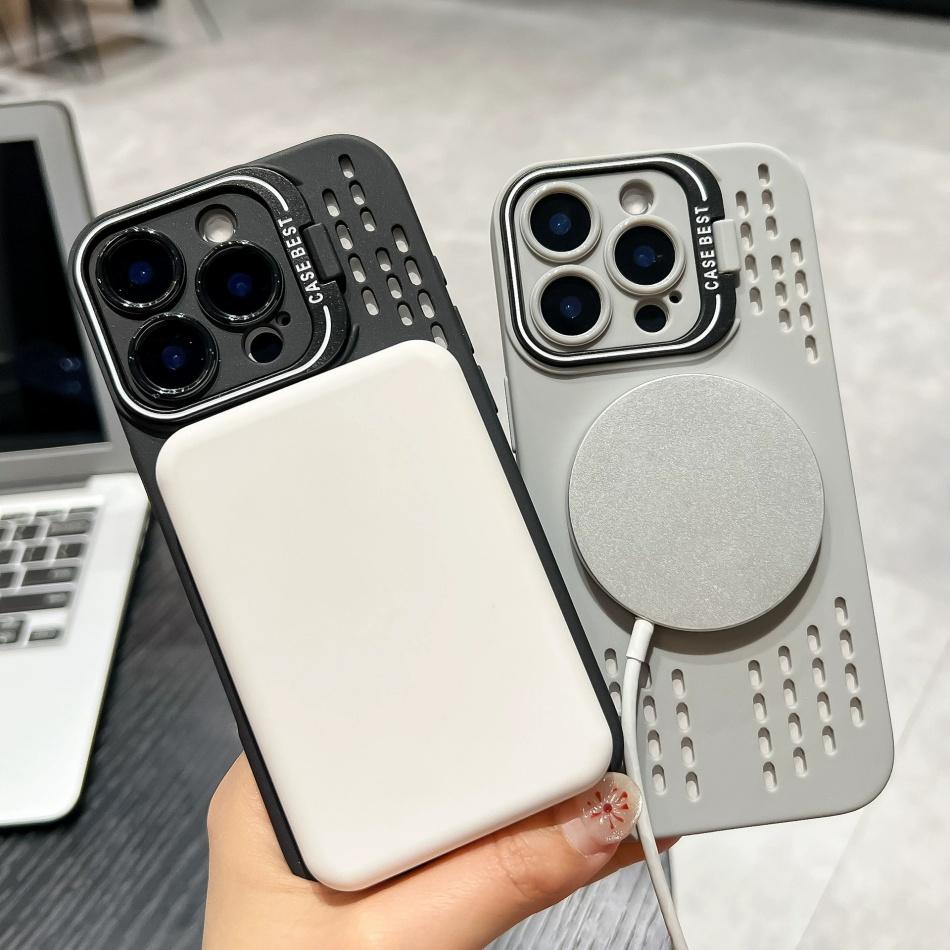 Breathable Soft Phone Cases for iPhone 16 15 14 13 12 11 Pro Max Plus Cooling Heat Dissipation Magnetic Back Cover