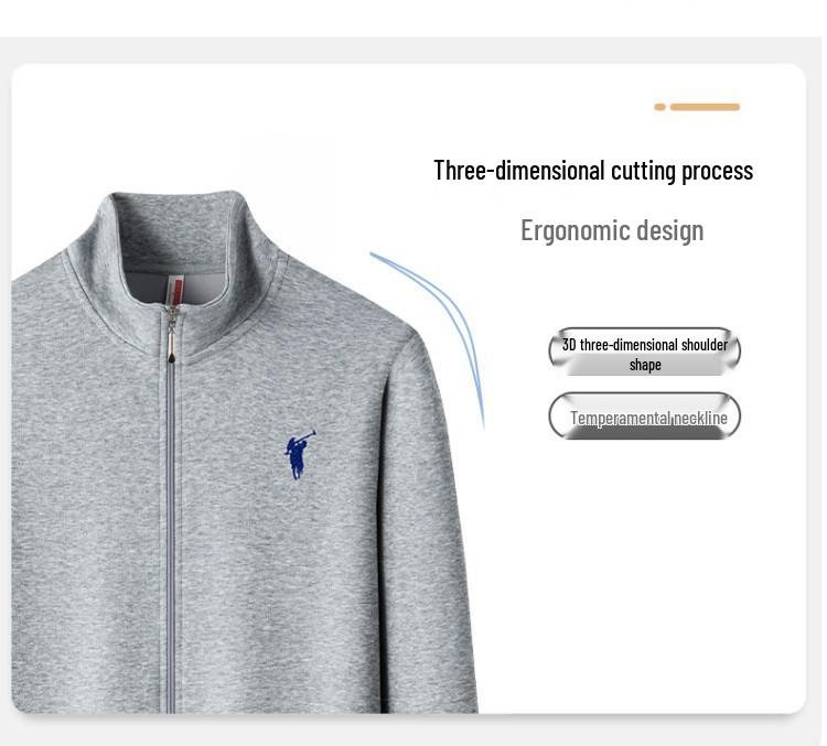 Мужская толстовка на молнии с воротником-стойкой Woodpecker - 2025 Весна/Осень Деловой кэжуал Хлопок