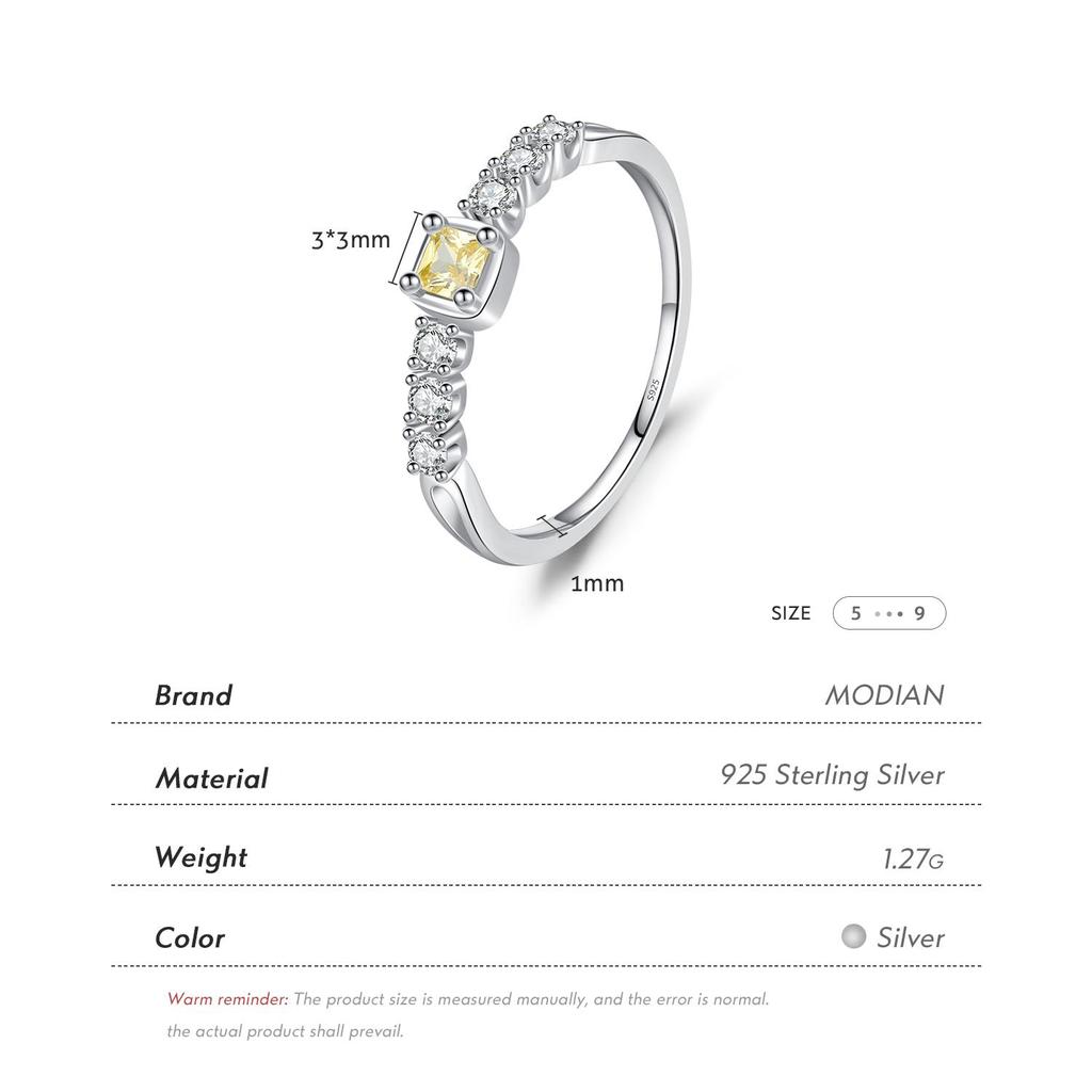 MODIAN Элегантные кольца из стерлингового серебра 925 пробы с сахаром на палец для женщин, желтые прозрачные ослепительные кольца с кубическим цирконием, ювелирные украшения