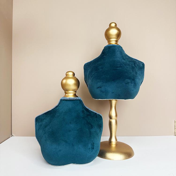 Retro Jewelry Display Stand Luxury Showcase Necklace Display Rack Live Streaming Blue Velvet Necklace Jewelry Shooting Props