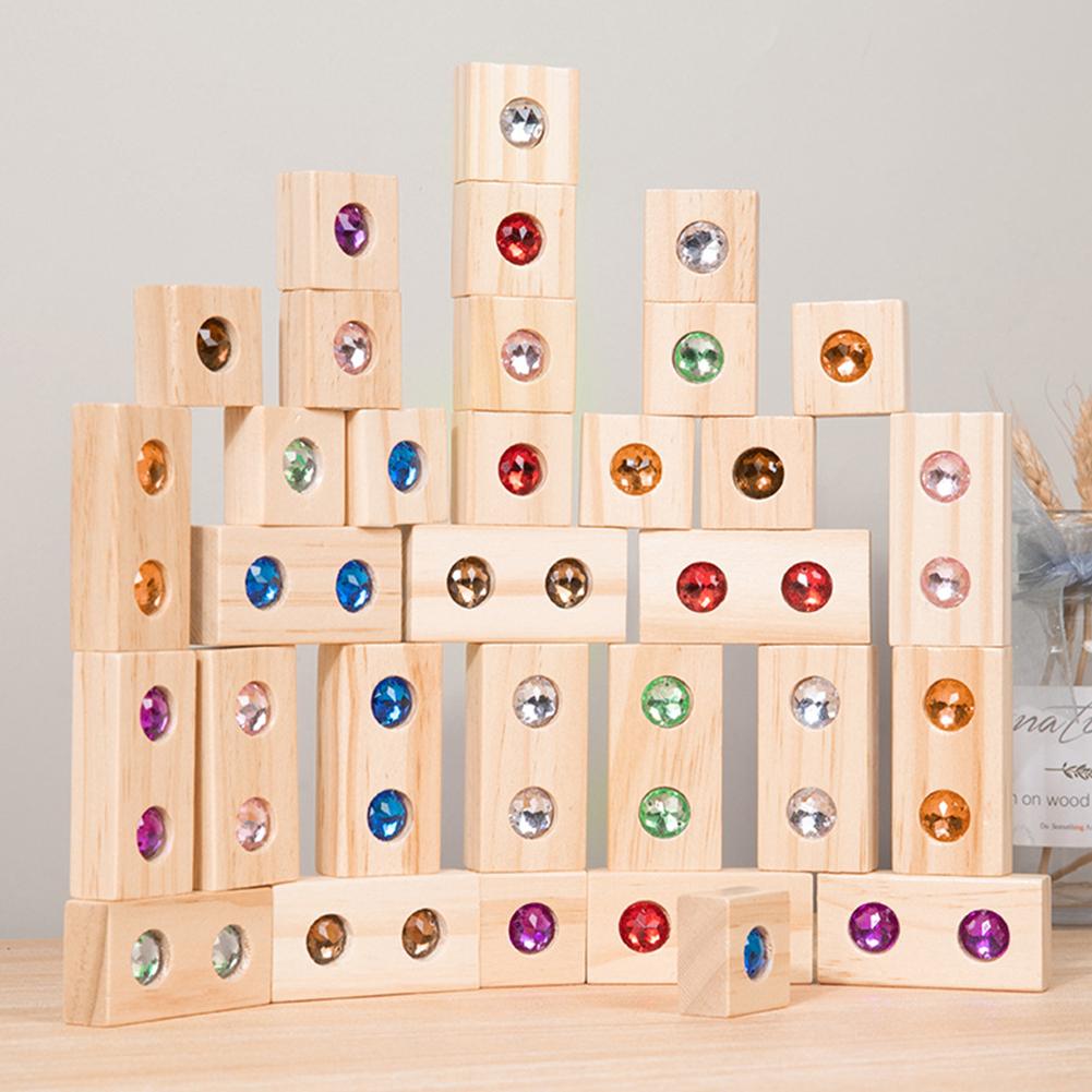 32pcs Sparkling-Gem Building Blocks Montesori Sensory Construction Toy For Boys For Boys Girls