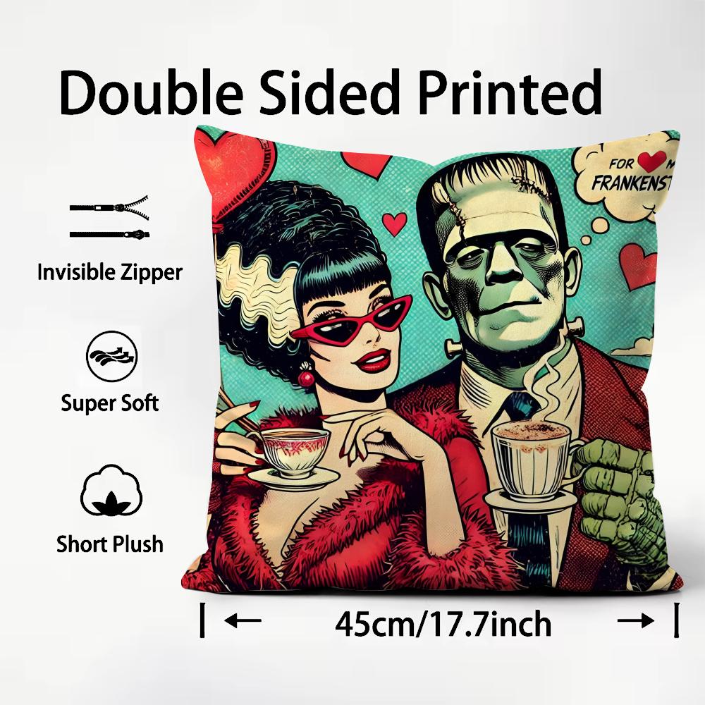 Horrible Bride of F-Frankenstein Cushion Cover Pattern Printed Pillowcase for Living Room Sofa Cushion Cover & Bedroom Decor