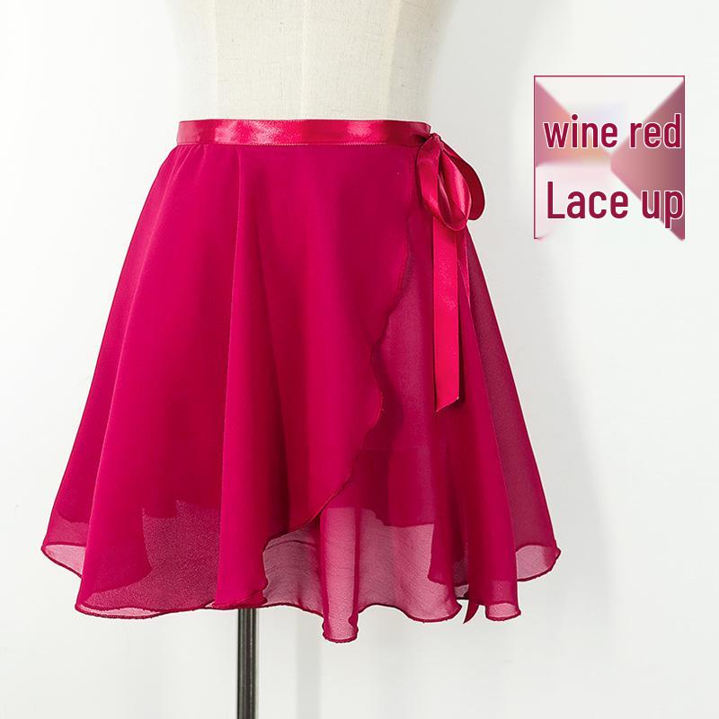 Взрослая шифоновая сетчатая балетная юбка - средней длины, большой клёш, цельная на завязках