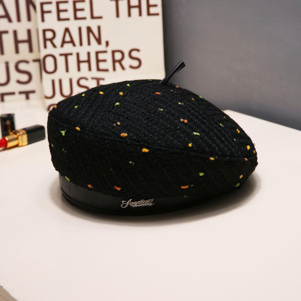 Черный берет Женский берет - Новый осенне-зимний стиль - Элегантная восьмиугольная шляпа художника