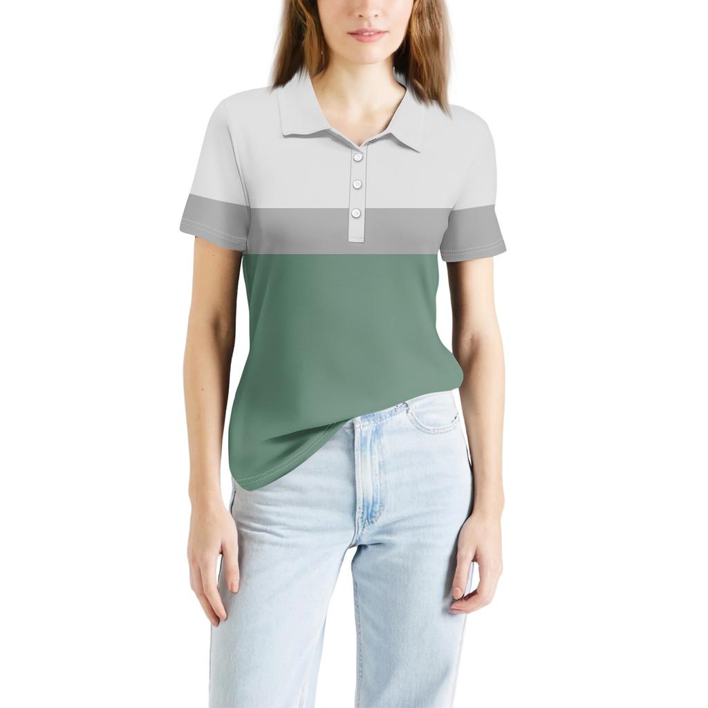 Женская мода с коротким рукавом и принтом на пуговицах