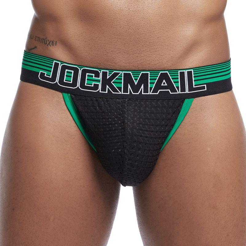 Трусы JOCKMAIL, модное брендовое сексуальное мужское нижнее белье, дышащее сетчатое нижнее белье с низкой талией, высоким разрезом, большой чехол для мошонки, спортивные трусы