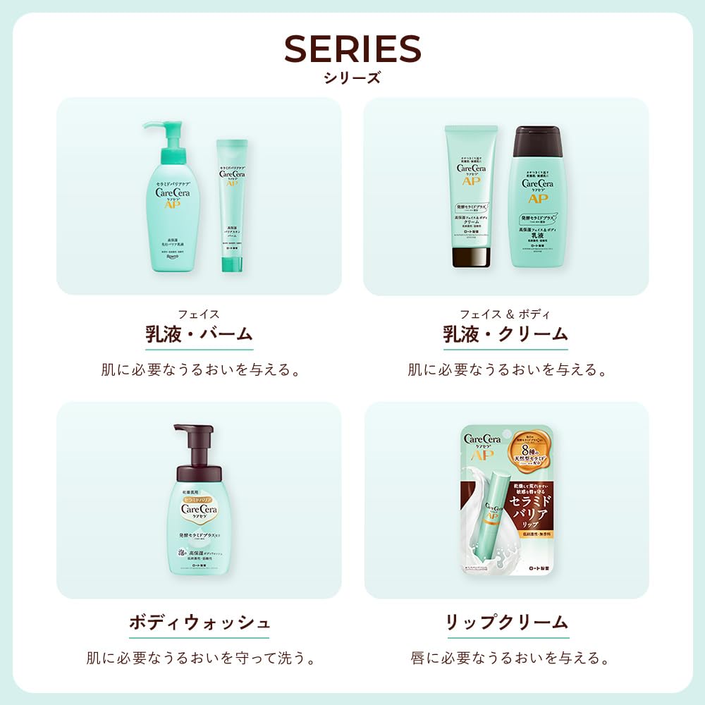 CareCera AP Face Body Large Capacity 400ml Ceramide Plus x 7 Types of Natural & Lotion, (Contains Ceramides)