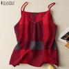 Women Summer Plaid Print Sleeveless Tank Tops Straps Camisoles