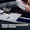 Автомобильное зарядное устройство высокой мощности PD65W с выдвижным кабелем USB C и портом USB A / Type C 18 В, дисплей напряжения, интеллектуальные защиты