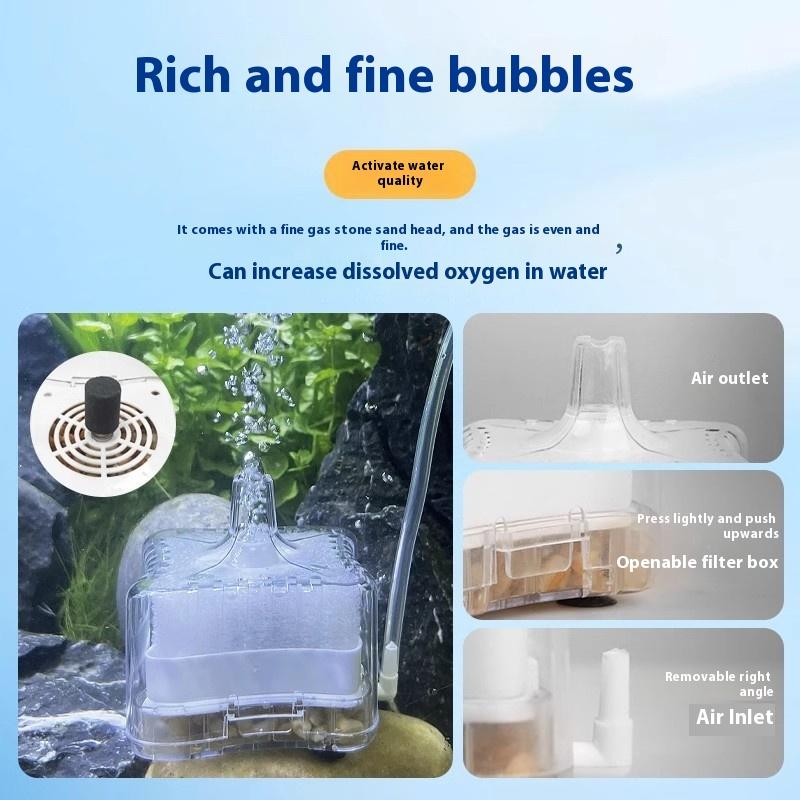 Мини Аквариумный Фильтр Аэратор 2-в-1 Пневматический Фильтр Аквариум Камень для Аэрации Кислородный Насос Очистка Воды Аквариумные Аксессуары