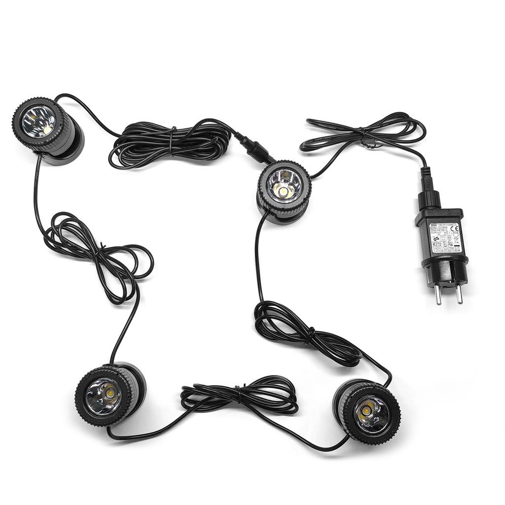 Set of 4 Warm White Pond Lights LED Submersible Fountain Lights IP68 Waterproof Underwater Landscape Spotlights with