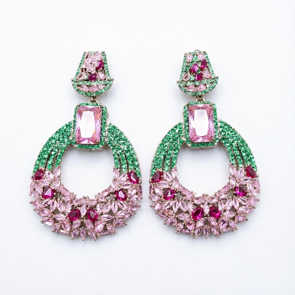Summer 2026 High-end Women's Zircon pendant jewelry Set, Light Luxury Evening Earrings, Necklace, Wedding Accessories